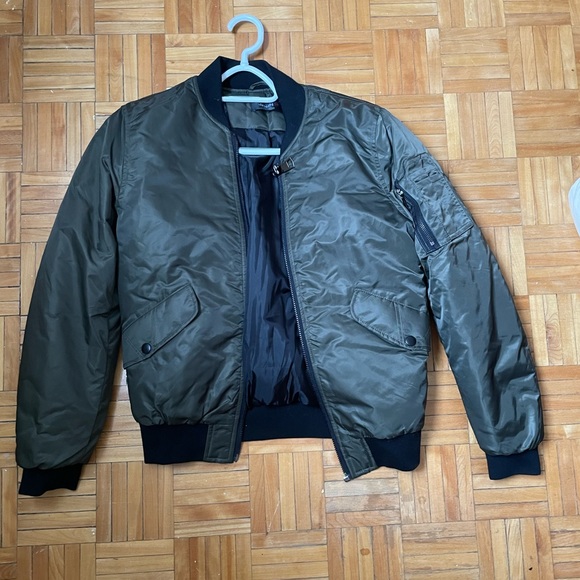 COPY - Dark Green - Khaki Bomber Jacket (Unisex) - Size S/M - Bought in Paris. … - Picture 2 of 7